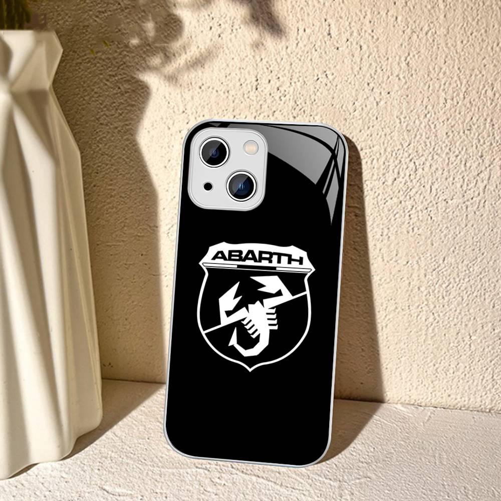 

A-Abarth LOGO Tempered Glass For Iphone 14 13 12 11 Pro Mini XS MAX 14Plus X XS XR Cover iphone 12