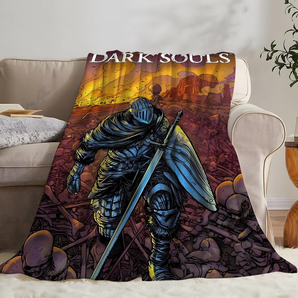 Classic Game Dark Souls 2 3 Throw Cozy Soft Flannel Throw Lightweight Skin-Friendly For Sofa Bed Office & Travel