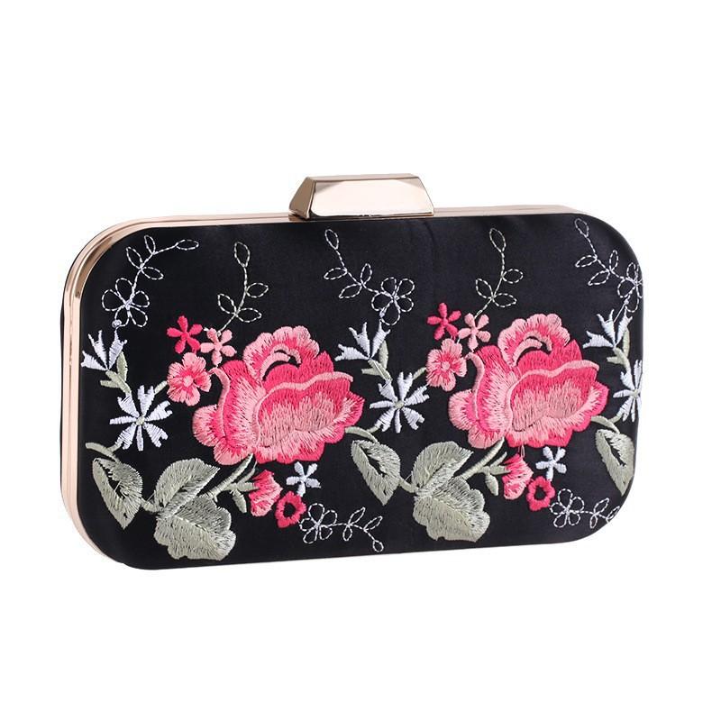 

Elegant Women s Clutch Bag Three-dimensional Flowers Chain Luxury Evening Bag Pearl Diamonds Banquet Dinner Wedding Dress Bags чёрный