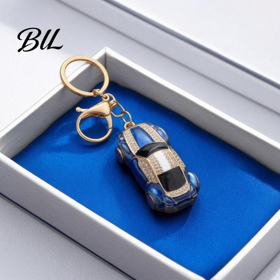 Sparkling Car Key Accessory Sports Keychain with Rhinestones, Durable Zinc Alloy Decorative Holder Stylish Pendant, Compact Ring for Backpacks