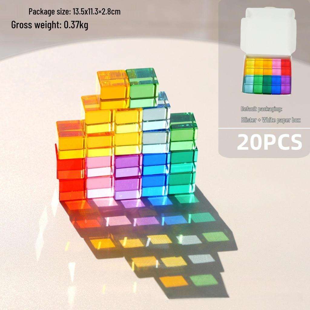 Transparent Rainbow 3D Building Blocks: Educational Acrylic Cubes for Children