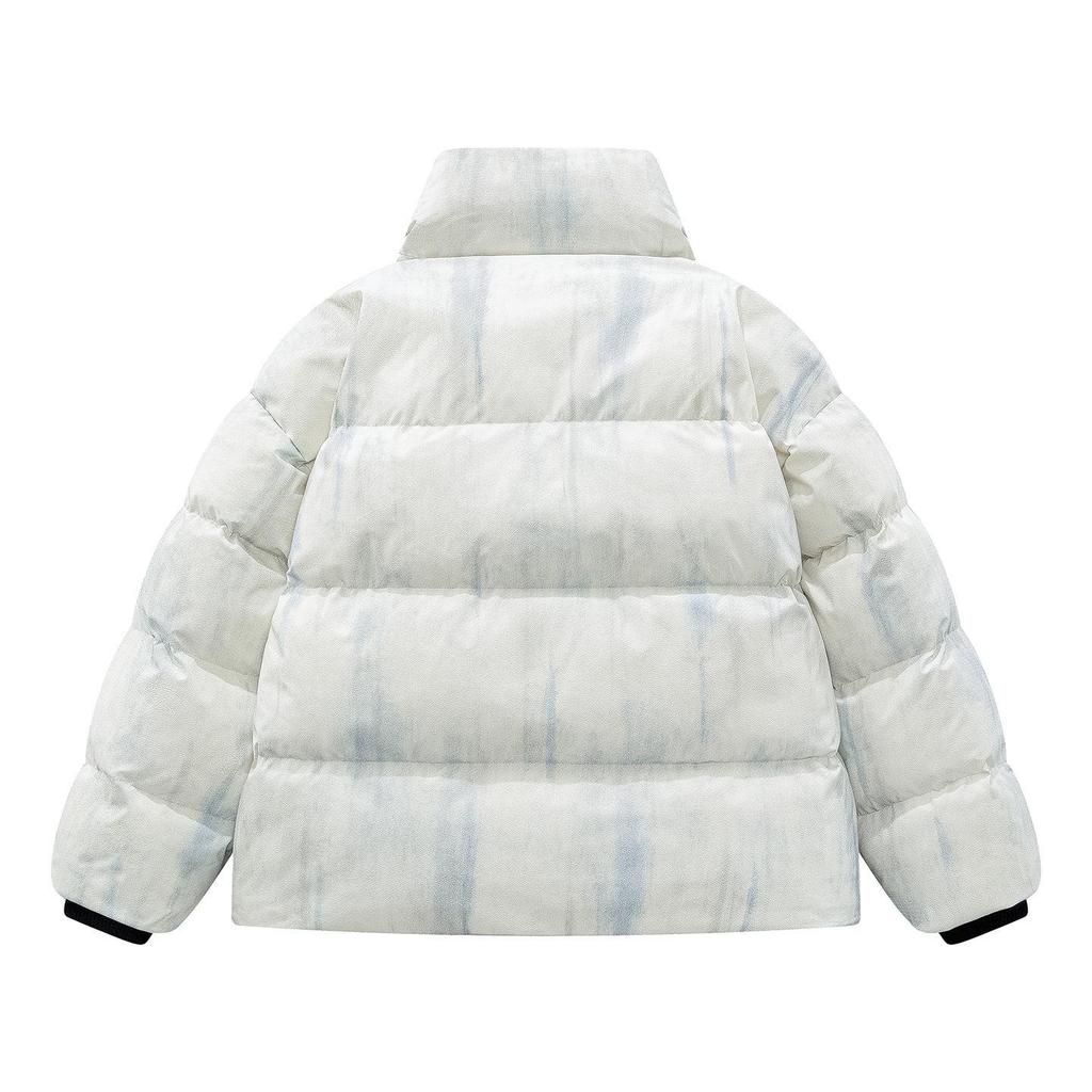 Unisex Tie-dye Stand Collar Puffer Jacket, Thickened and Large Size