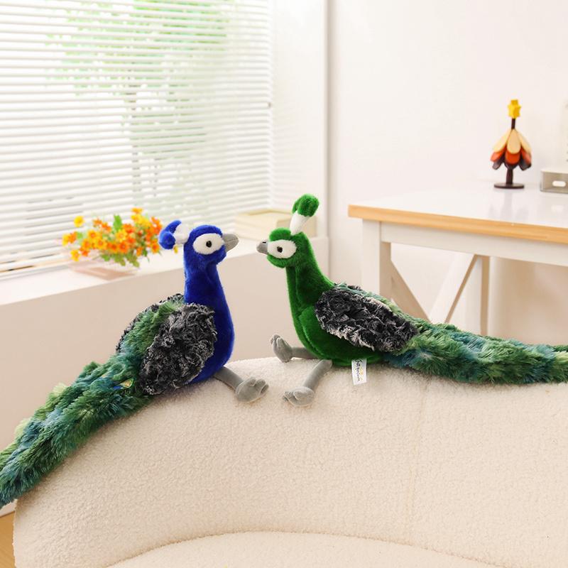 Adorable Green Peacock Plush Toys Exquisite Lifelike Peacock In Full Display Doll Soft Cozy Kids Game Props Pretty Home Decor