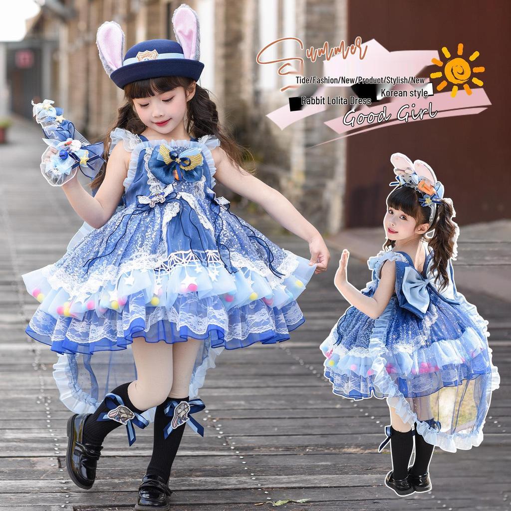 Summer 26 New Style Little Girl Princess Dress - Officer Judy Lolita Skirt Children's Performance Costume
