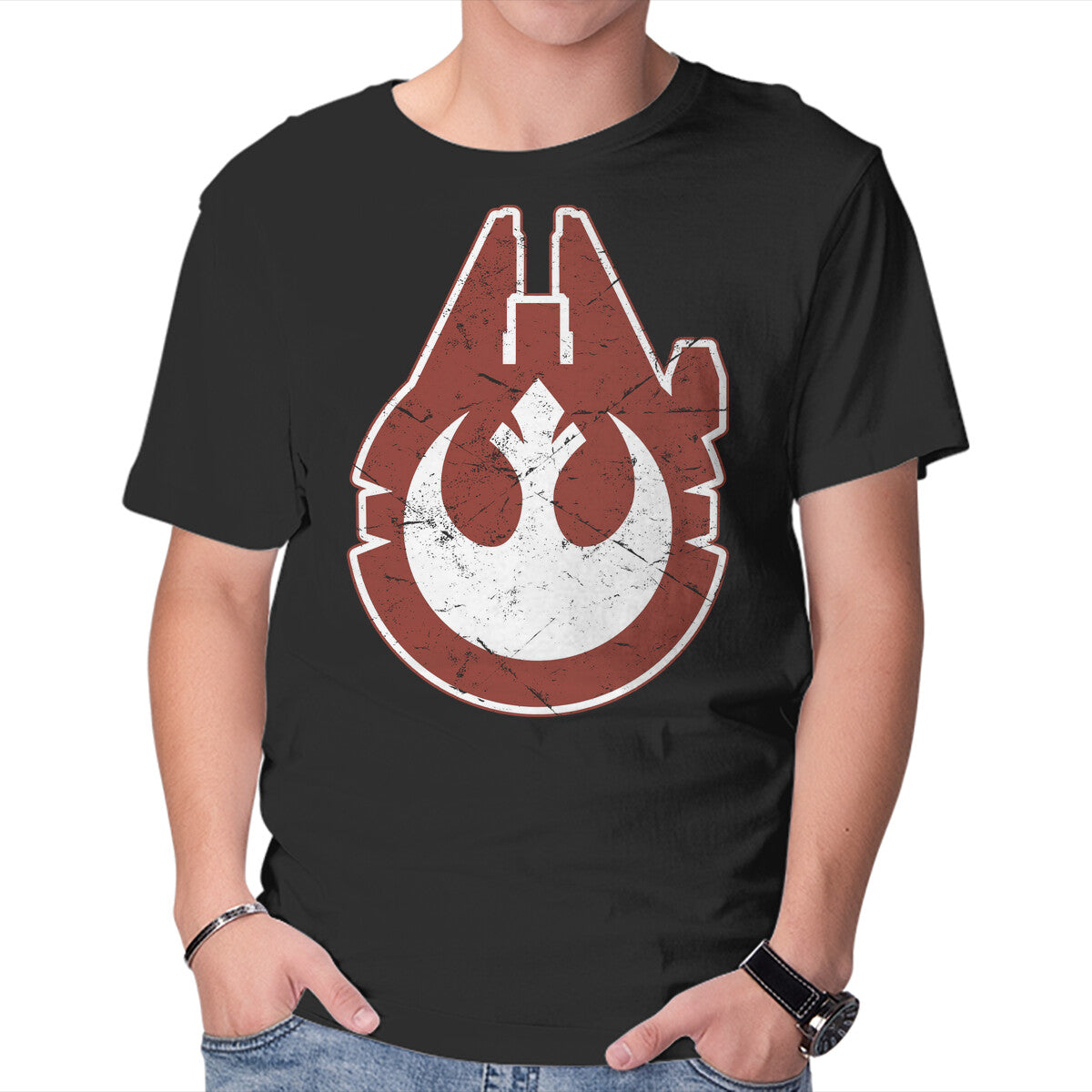 Unisex Crew Neck T-Shirt Vintage Millenium Falcon Graphic Short Sleeve Casual Tee XXL