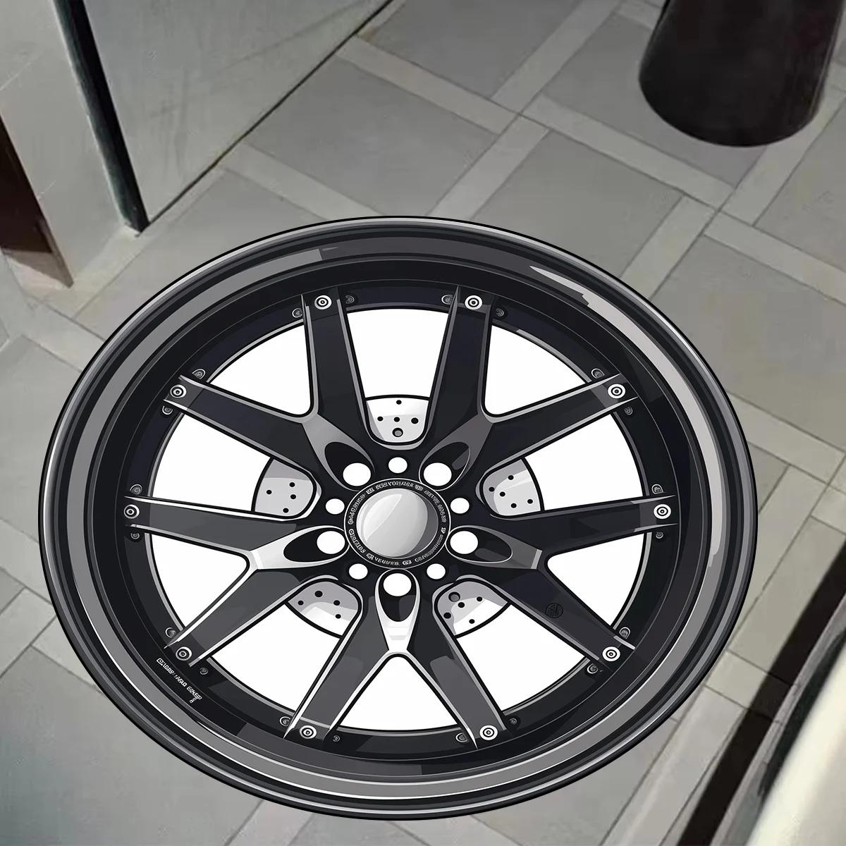 

Креативный ковер в форме покрышки, противоскользящий, большой круглый, автомобильный, ступица, домашний ковер, детский, для мальчиков, спальня, украшение, пол, коврик для стула 60cm 23.62 in