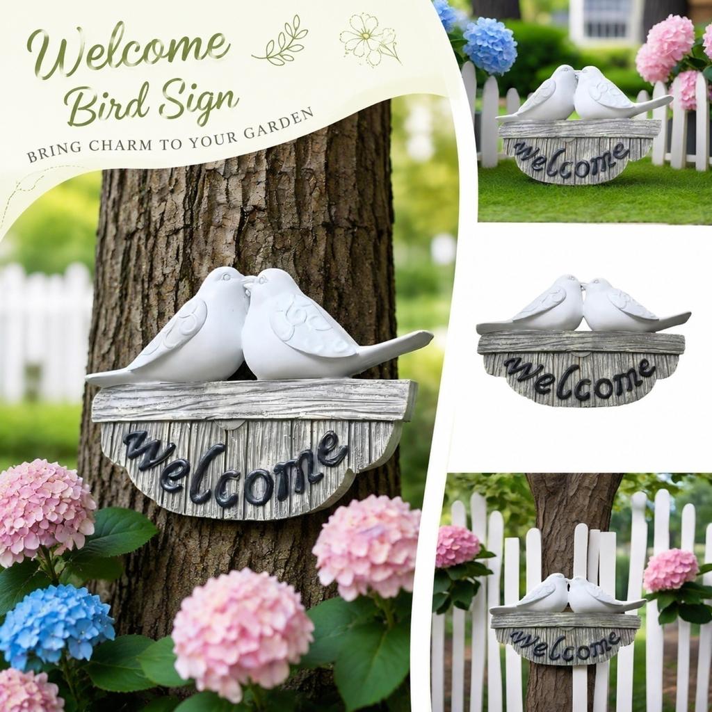 Resin Garden Bird Statue, Outdoor Door Hanging Decoration, Rustic Home