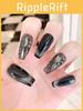 Trendy Black Cat Eye Manicure Stickers Sparkling Gems And Handcrafted Design