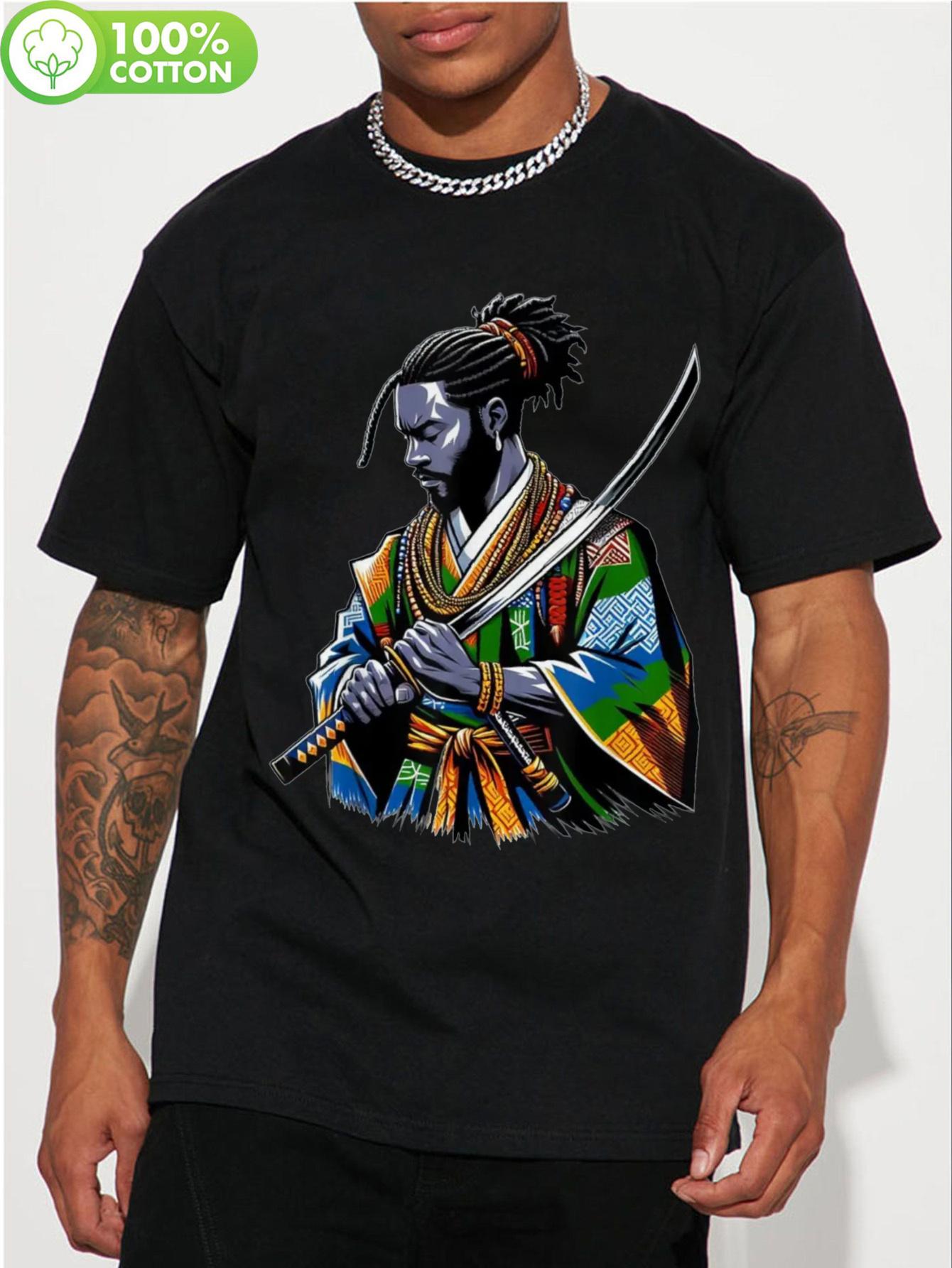 

Stylish EWHAfro Samurai Anime Print Cotton T-shirt for Men & Women - Comfortable XL