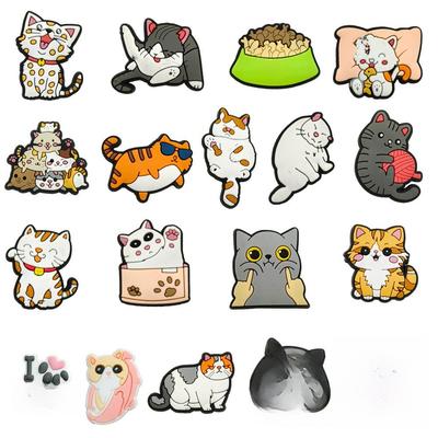 Urocze zawieszki do butów w kształcie kotów z kreskówek – miękkie gumowe akcesoria ogrodowe DIY