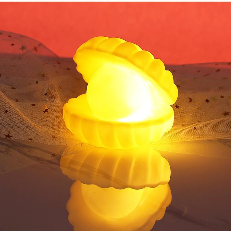Mini Veilleuses LED Coquille de Perle pour Bébé Enfants Décoration Chambre à Coucher Lampes de Bureau Veilleuse Jouet Cadeaux de Noël pour le Nouvel An