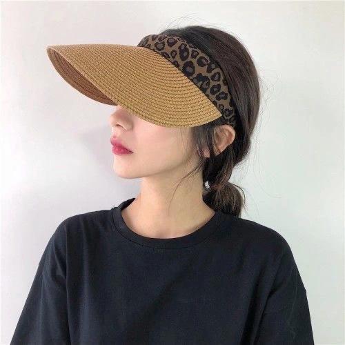 Lady Summer Empty Top Sun Visor Hat Summer Straw Wide Brim Sun Cap Uv Protection Hat
