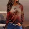 Women's Halloween Print Long Sleeve Top - Casual Pullover with Split Hem, Fun Holiday Design for Parties and Daily Wear