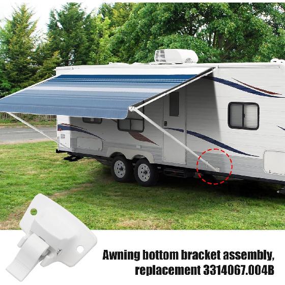 3314067.004B Trailer Mounting Bracket Compatible with Dometic/Sunchaser Awning Parts with 4 Sealing Gasket White (2 Pack)