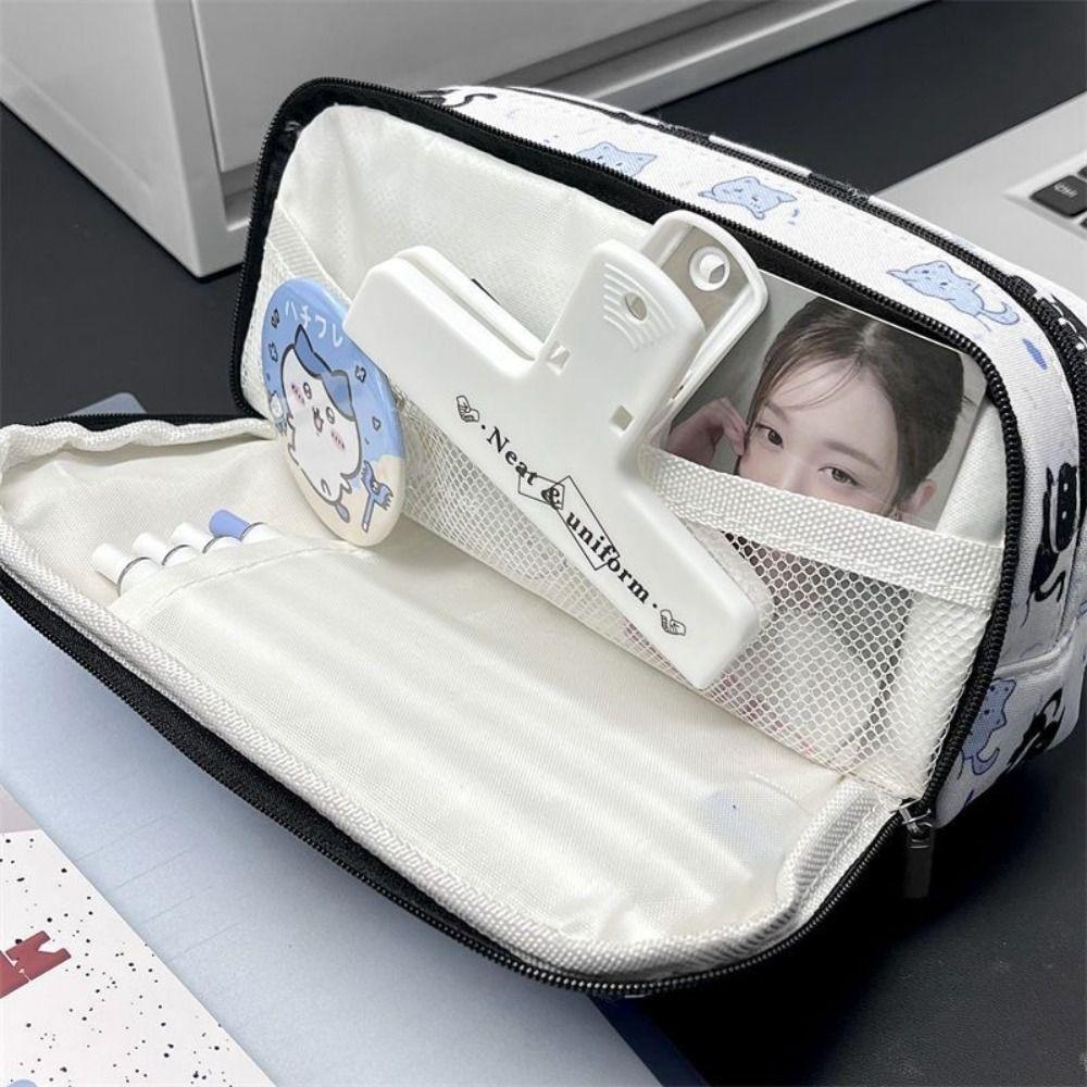 Federmäppchen mit großer Kapazität Niedliches Schneekatzen-Etui Hochwertiger Schreibwaren-Organizer Schule Büro