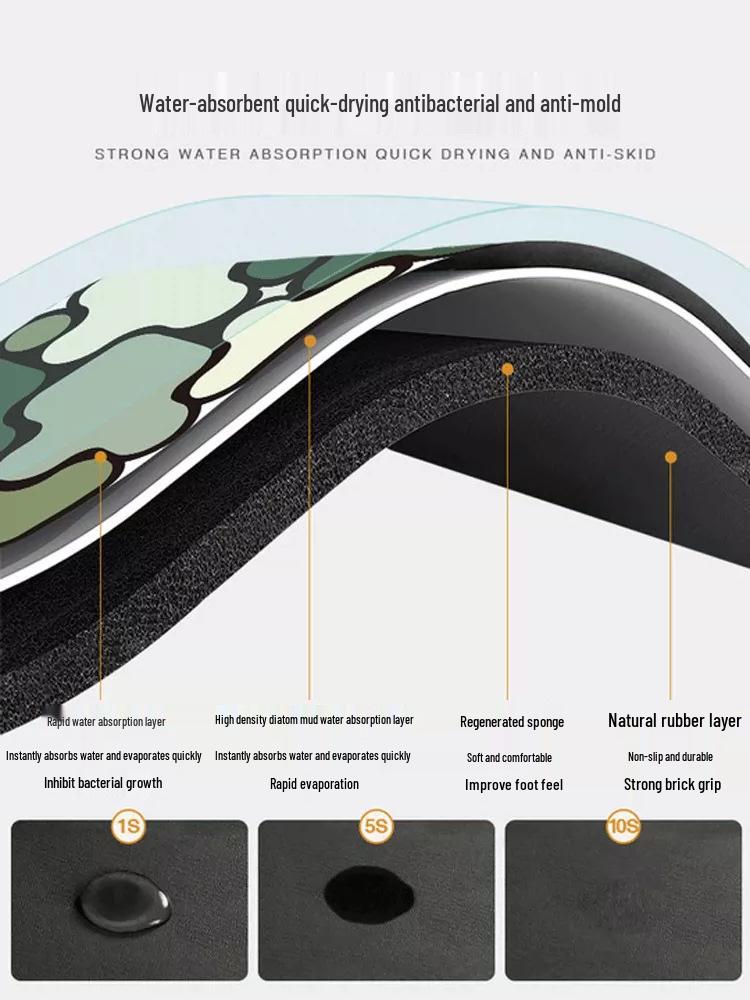 Non-Slip Quick-Dry Diatomaceous Earth Bath Mat: Dirt-Resistant, Absorbent, and Easy to Clean