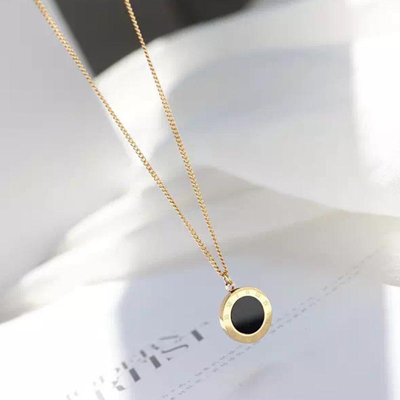 Sterling Silver 925 Roman Digital Necklace Women's Retro Simple Style Round Brand Does Not Fade