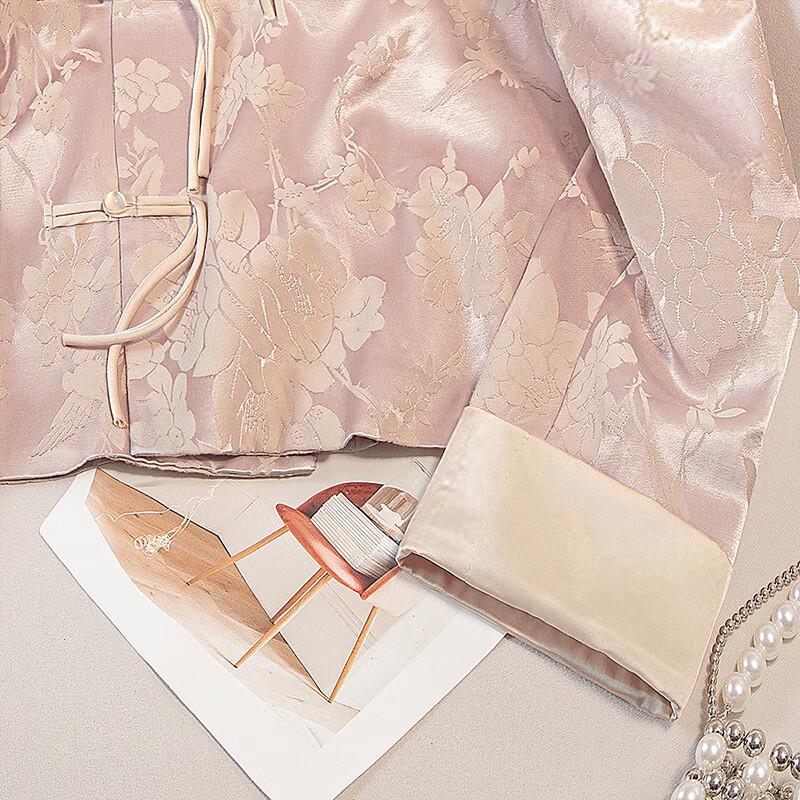 Silkbay Damen Jacke im neuen chinesischen Stil mit V-Ausschnitt und Scheibenknöpfen