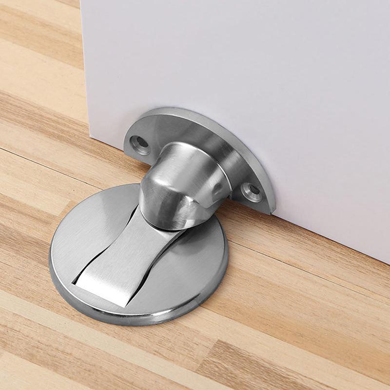 Magnetic Door Stopper,Invisible Heavy Duty Stainless Steel Floor Mount Door Stop with Adhesive & Screws,Anti-Collision Catch for Home Office Bedroom