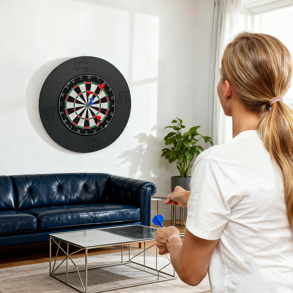 Sisal Dartboard, Professional, EVA Protective Ring, 6 Tip Darts, 71.5 x 3.8 cm, Black