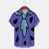 Pietra Focaia Cartone Animato Moderno Stampa Motivo Cravatta Estate Camicia Manica Corta da Uomo Street Hip Hop Trendy Top Oversize Camicia