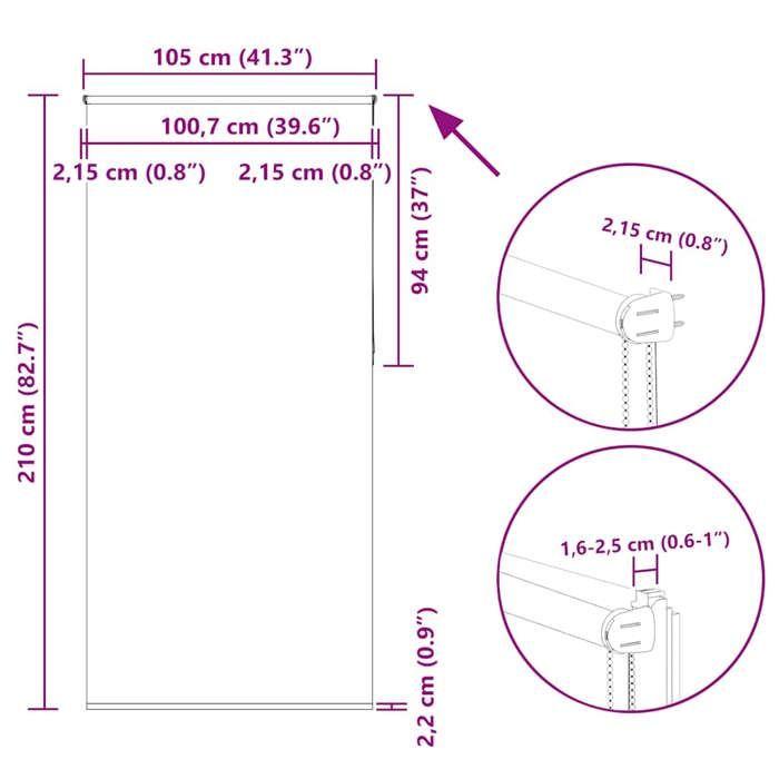 VidaXL Store enrouleur occultant largeur du tissu 100,7 cm polyester, store de jour et de nuit, store de cuisine, store 4011571
