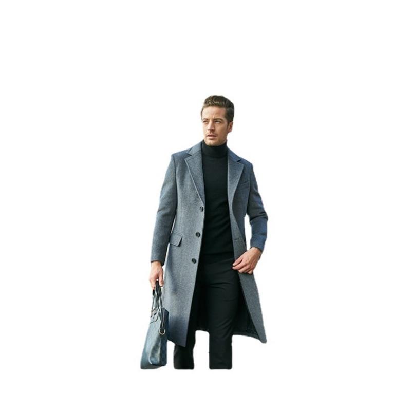 New thick woolen men's coat long coat wish casual