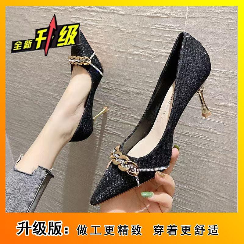 

Французские элегантные туфли на высоком каблуке Сяосянфэн, универсальный дизайн стилета, нишевая модная одинарная обувь, новинка весны и осени 2025 35