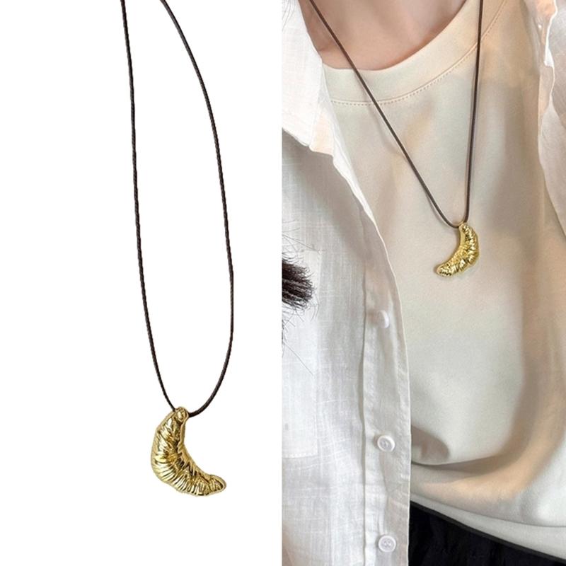 Unique Designs Cow Horn Pendant Adjustable Sturdy Black Rope Chain Necklace Jewelry Accessory for Stylish Women