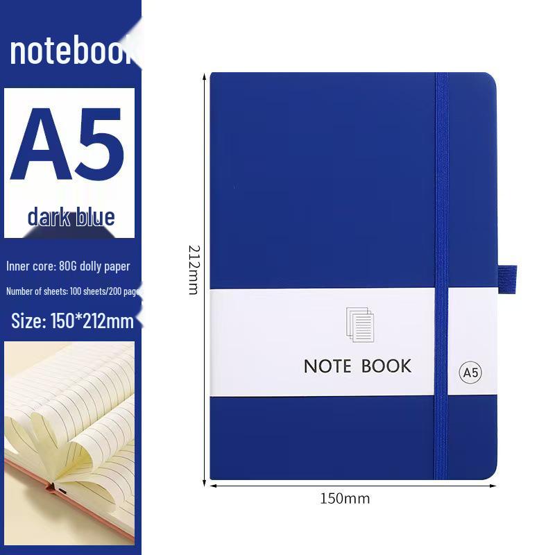 A6/A5 Elastic Band Color Pocket Notebook - Leather Feel, Portable Student Memo