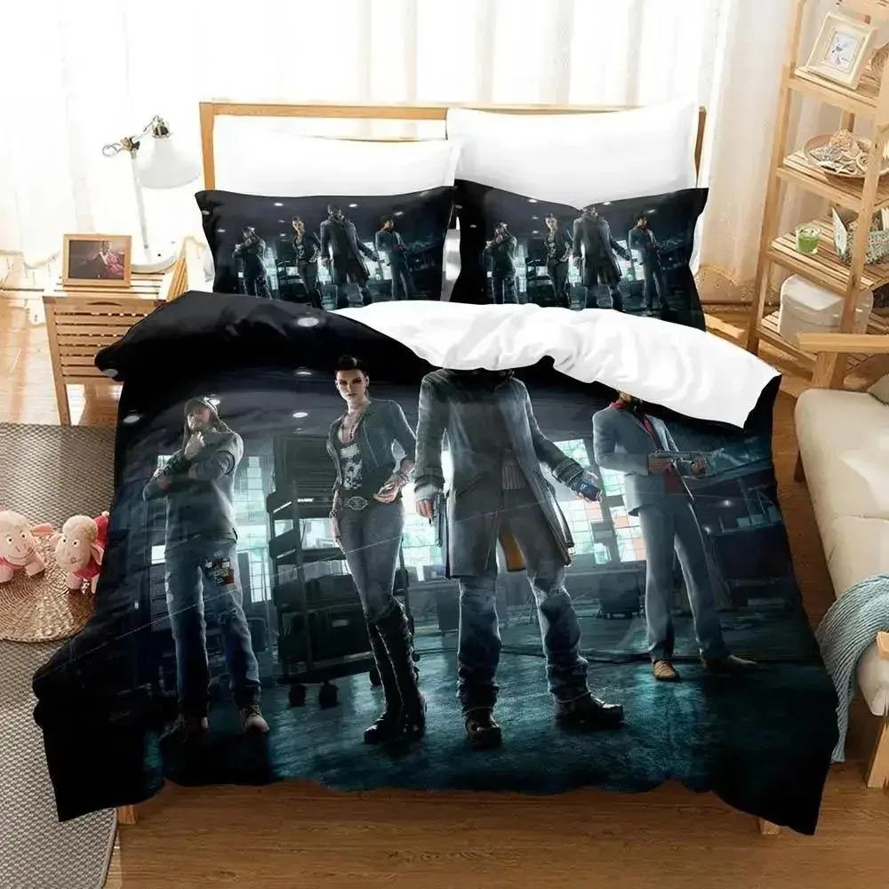 New  Watch Dogs Bedding Set Cartoon Anime three-piece set Adult Kid Bedroom Duvet cover Sets 3D Game Watch Dogs home textile