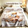 Teddy Bear Theme Custom Blanket Personalized Name & Text Customized Soft Warm Throw Blanket Home Decor