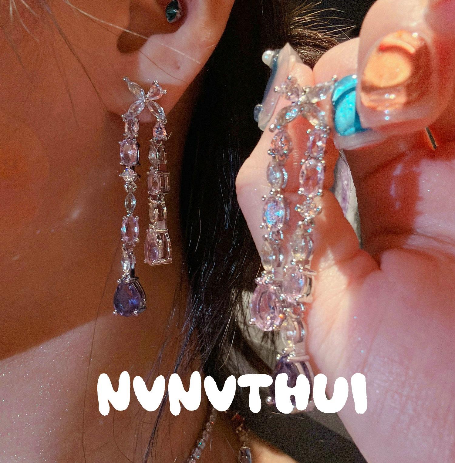 Colorful Candy Colored Gem Necklace, Designer, 18K Gold Rainbow Zircon Crystal Bracelet Set