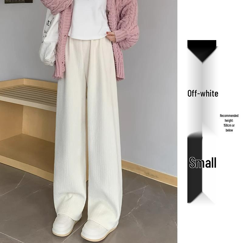 

Women s 145 Petite Wheat Stitch High Waist Fleece-Lined Wide-Leg Knit Pants - Autumn/Winter Slimming Chenille M (96-105 lbs)