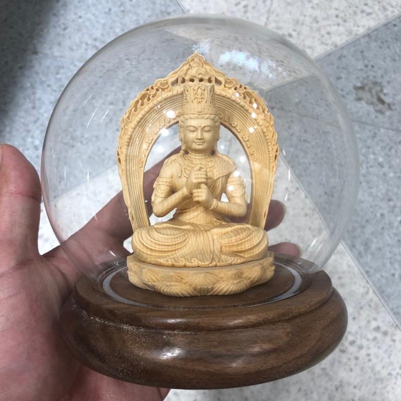 1 Stück Massivholz Buddha Statue Ornamente Feng Shui Ornamente Holzschnitzerei Handwerk Wohnzimmer Heimdekoration Skulptur Statue
