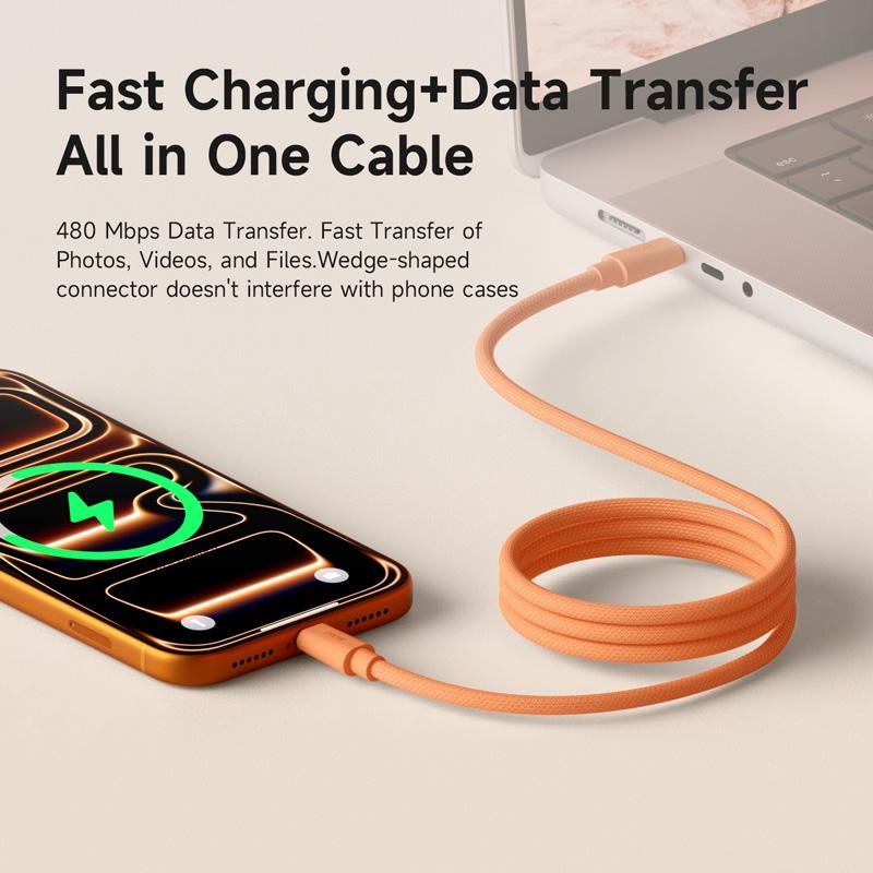 Hagibis Magnetic USB C Cable Coiled C to C Cable 240W Fast Charging Type C Charger Cord Wedge Plug for Carplay iPhone 16/17 Pro