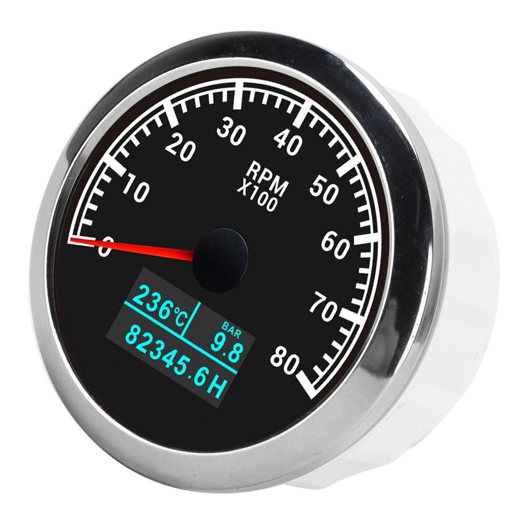 3 In 1 Tachometer Water Temperature Oil Pressure Cumulative Hour Display Pointer IP67 for Car Truck Ship