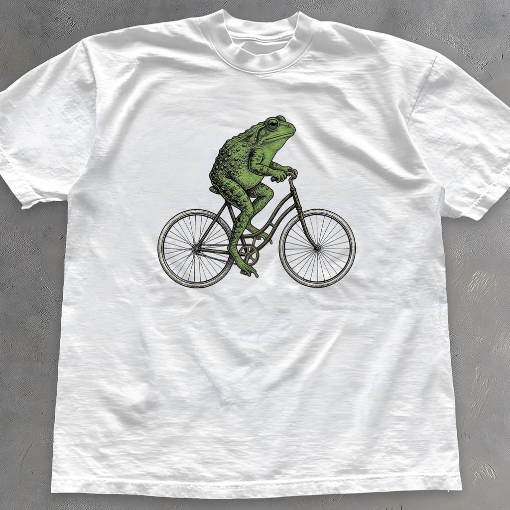 Frog Riding Bicycle Shirt - Vintage Toad Tee