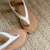 Summer 2025 new leather flip-flops with flat-bottomed beach vacation lazy open-toed women's half-drag sandals