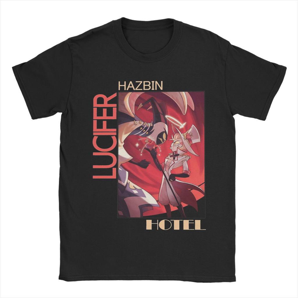 Hazbined Hoteled Adam Lucifer Graphic Print Tshirt Women Men Fashion Cotton Crewneck Tees Oversized Loose Casual Summer New Top