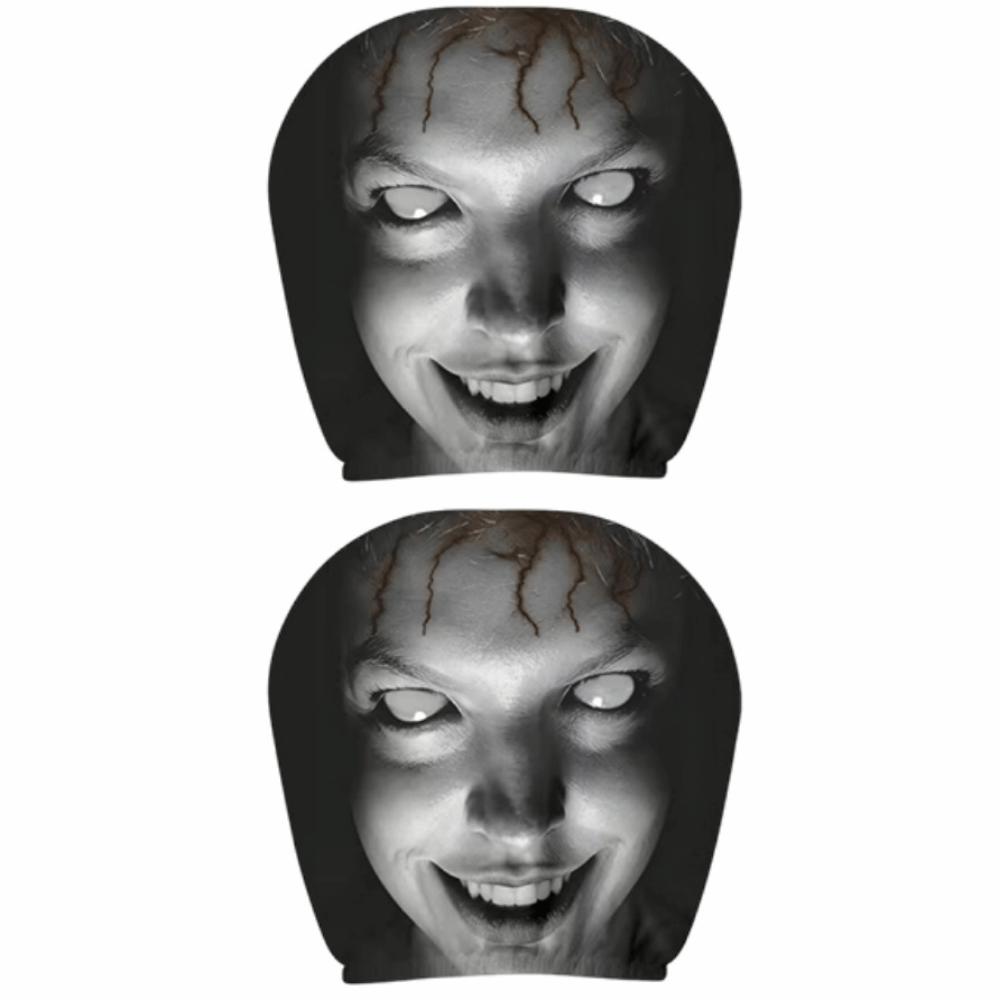 2Pcs Exaggerated Car Headrest Covers Funny Face Expressions Car Seat Headcover Journey Must-Have