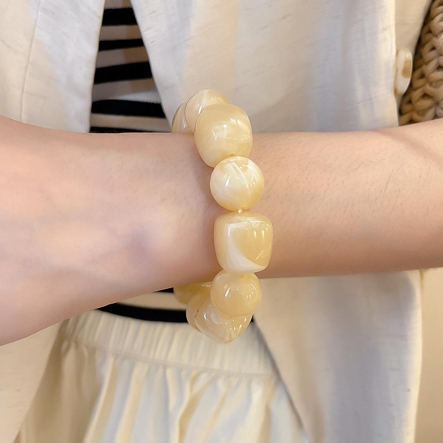 Acrylic Irregular Square Round Beaded Bracelet for Women Simple Korean Hand Accessories