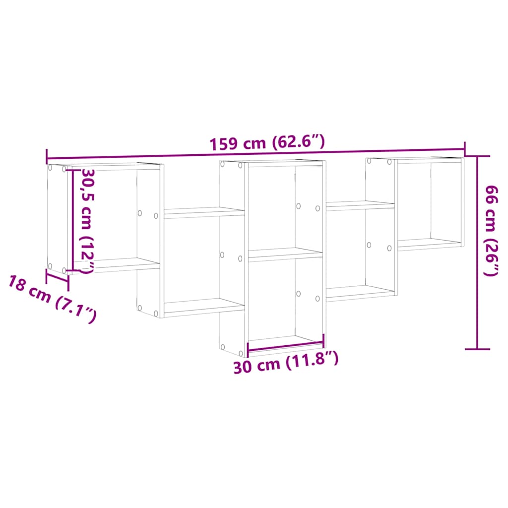Wall Shelf Concrete Grey 159 x 18 x 66 cm Wood Based Material
