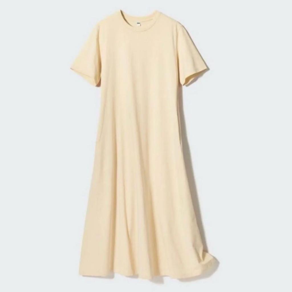Airism Cotton Dress Short Sleeve Natural Yellow Unused Size S