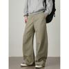 American high street split splicing scimitar casual pants autumn retro pleated trendy brand loose straight long pants q