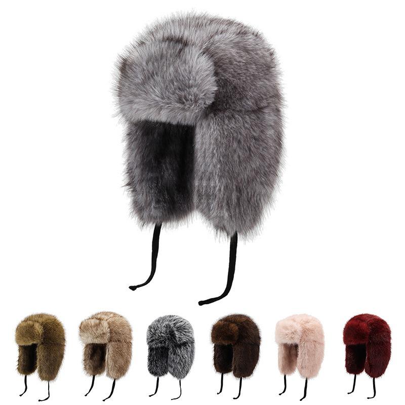 Full fluffy hat, winter cold-proof and warm hat, cotton thickened ear protection hat, outdoor leisure men and women