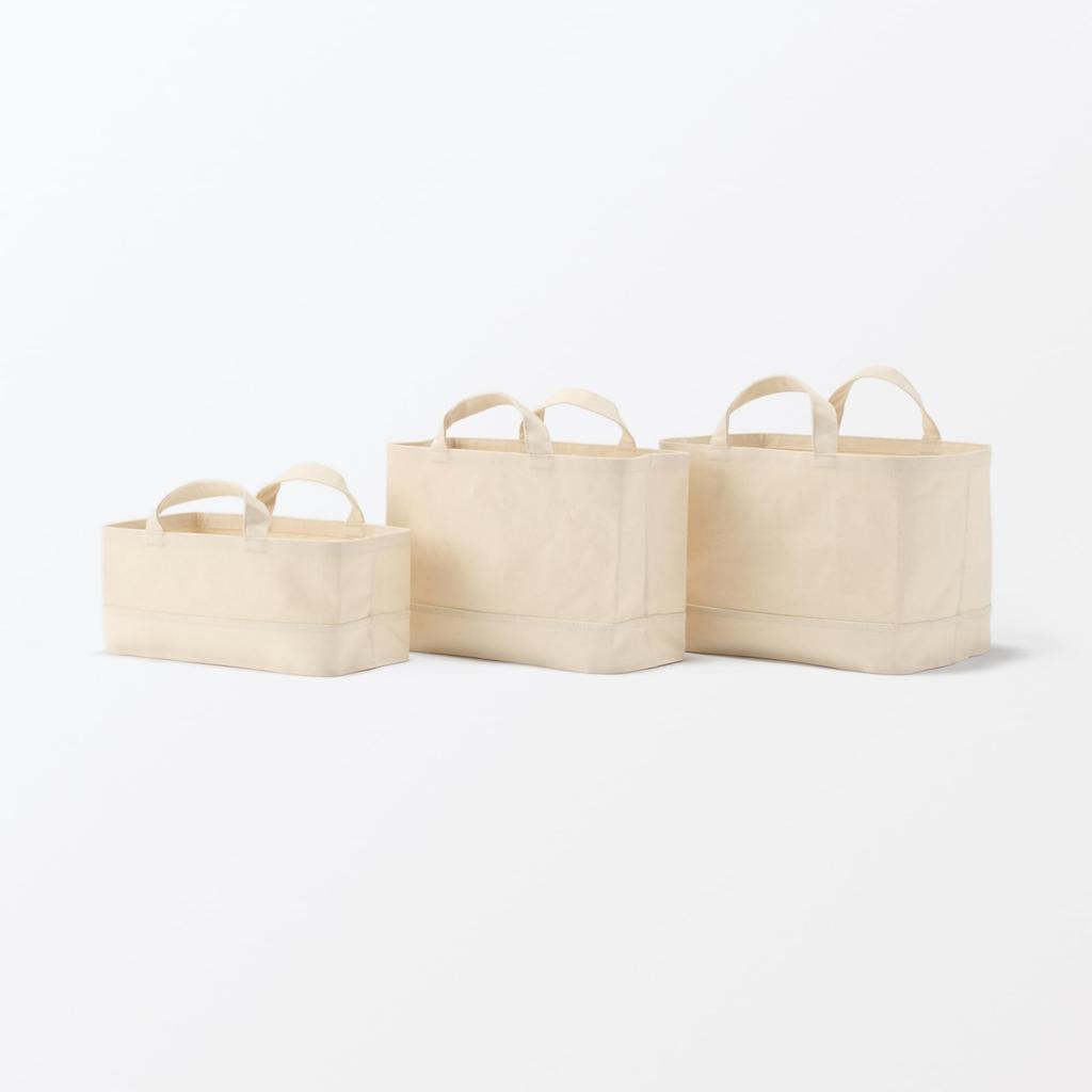 MUJI Cotton Canvas Soft Box with 37cm W x 26cm D x 26cm Product Suitable for Clothing Storage Handles, Large, Approx. H, Number 23090018,