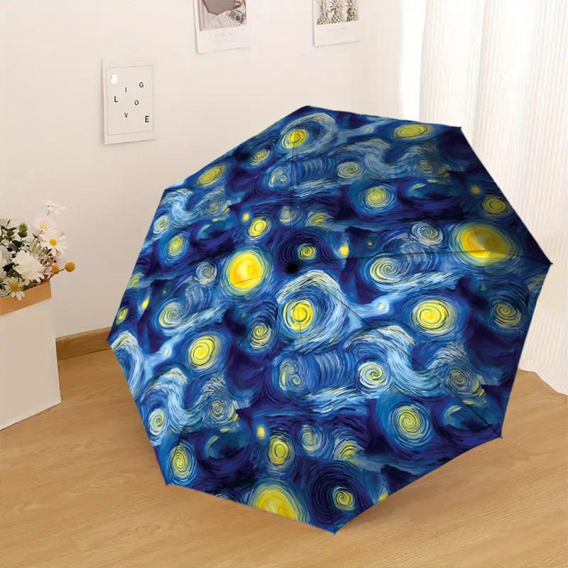 1pc Night Sky Stars Pattern Umbrella Design Automatic Opening and Closing Umbrella, High-quality Travel Umbrella, Lightweight and Portable, -1002131