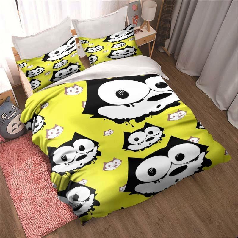 Fashion Cartoon Felix Cat Bedding Set Fashion 3D Printing Home Decoration Boy Girl King Size Bedding Set Quilt Cover Pillowcas