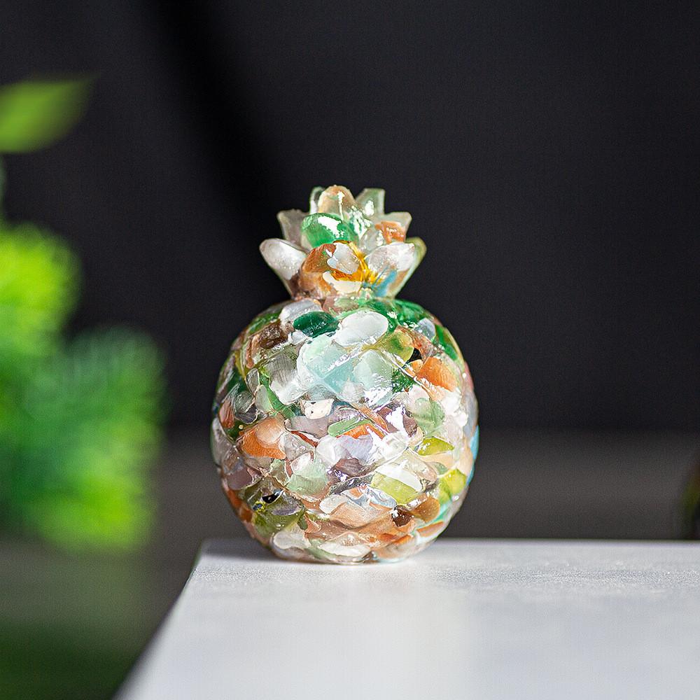 

Natural Crystal Resin Pineapple Figurine With Lucky Symbol For Office Desk Decor Gift For Friends Style31